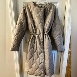 Public Desire Quilted Coat in Tan